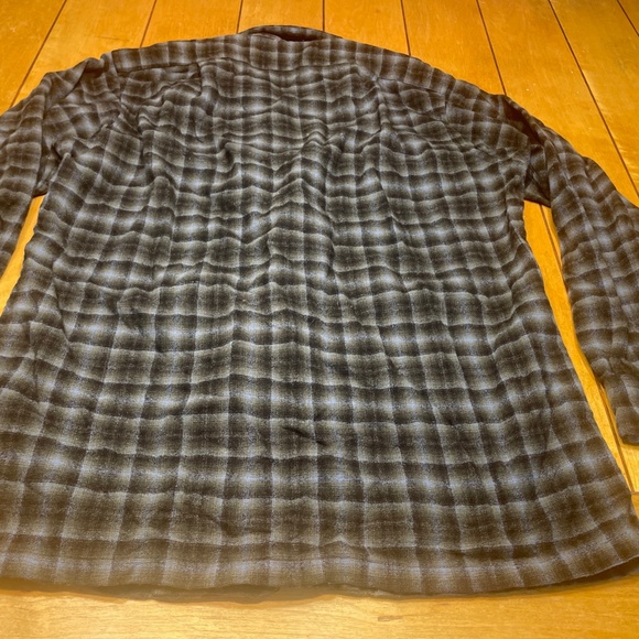 Vintage Pendleton Wool Shirt Blue/Gray Plaid Loop Collar Large 60s USA - Picture 11 of 15